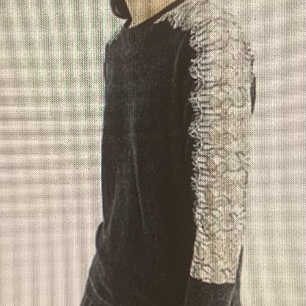 J Crew Women's Wool Crew Neck Lace Sleeve Sweater Pullover Top Gray XS